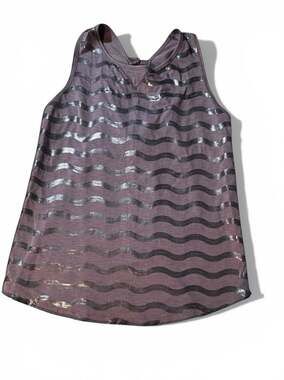 Anthropologie C. Keer Purple Sequin Wavy Stripe Tie Back Tank Top Size L